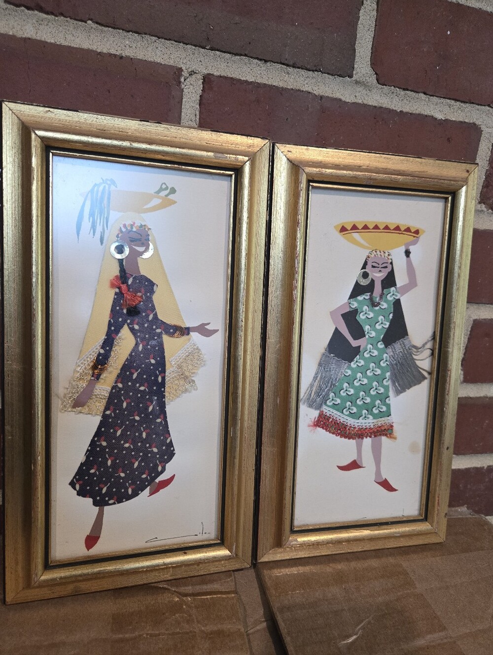 Vintage Cairo โ66 Framed Mixed Media Fashion Art Set of 2 Gold Frames